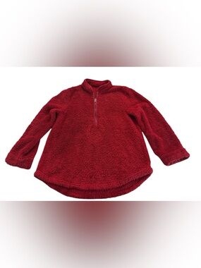 3/$18 Cozy Dark Red Quarter-Zip Sherpa Pullover